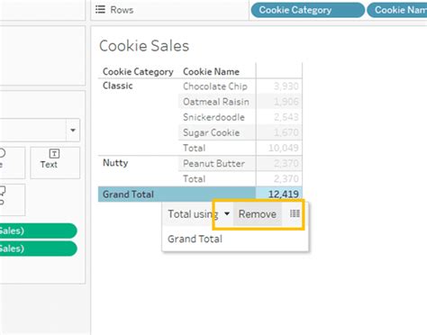 tableau remove grand total.